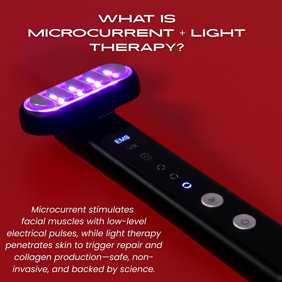TheraSculpt graphic explaining microcurrent and light