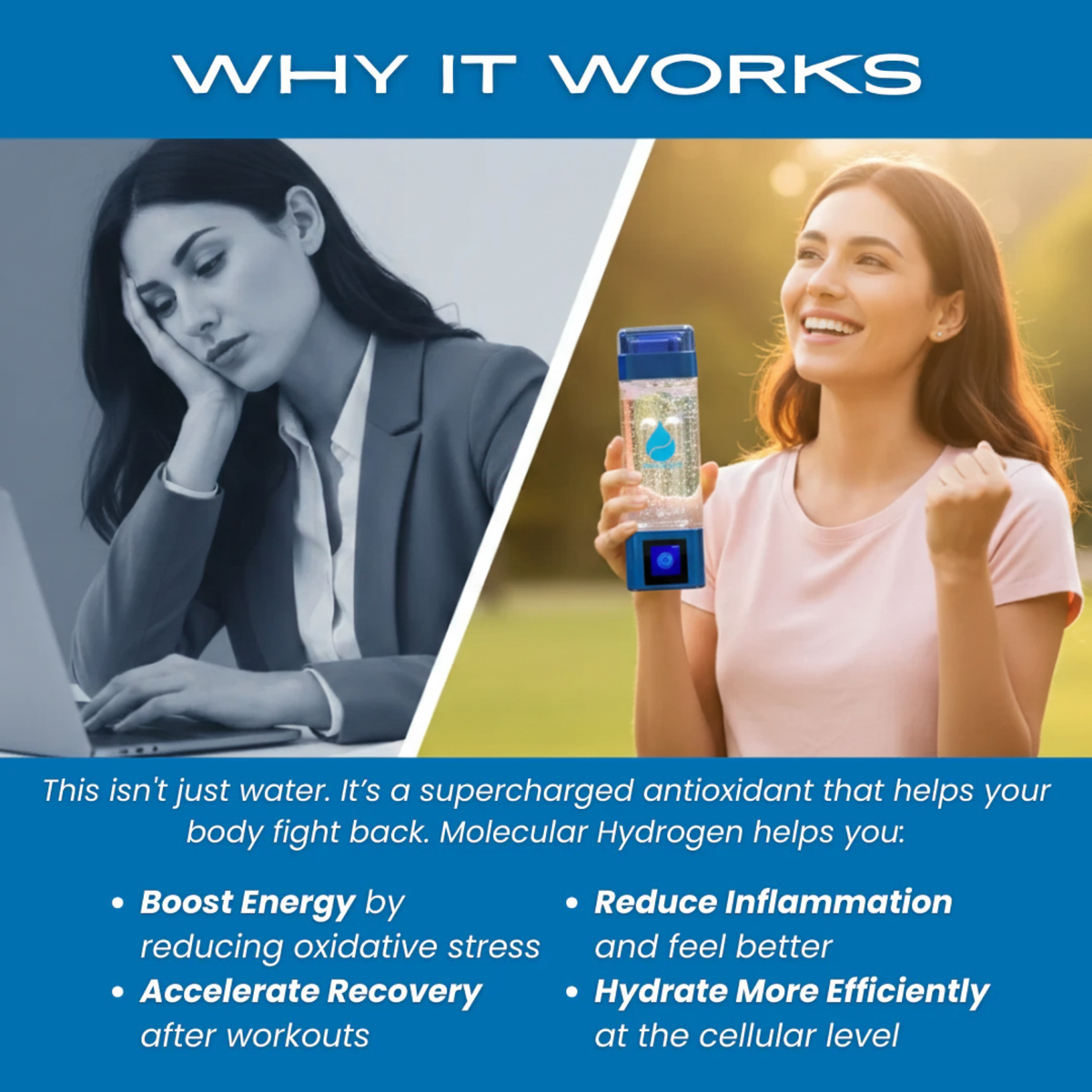 Graphic of a woman holding the TheraH2Go+ outdoors