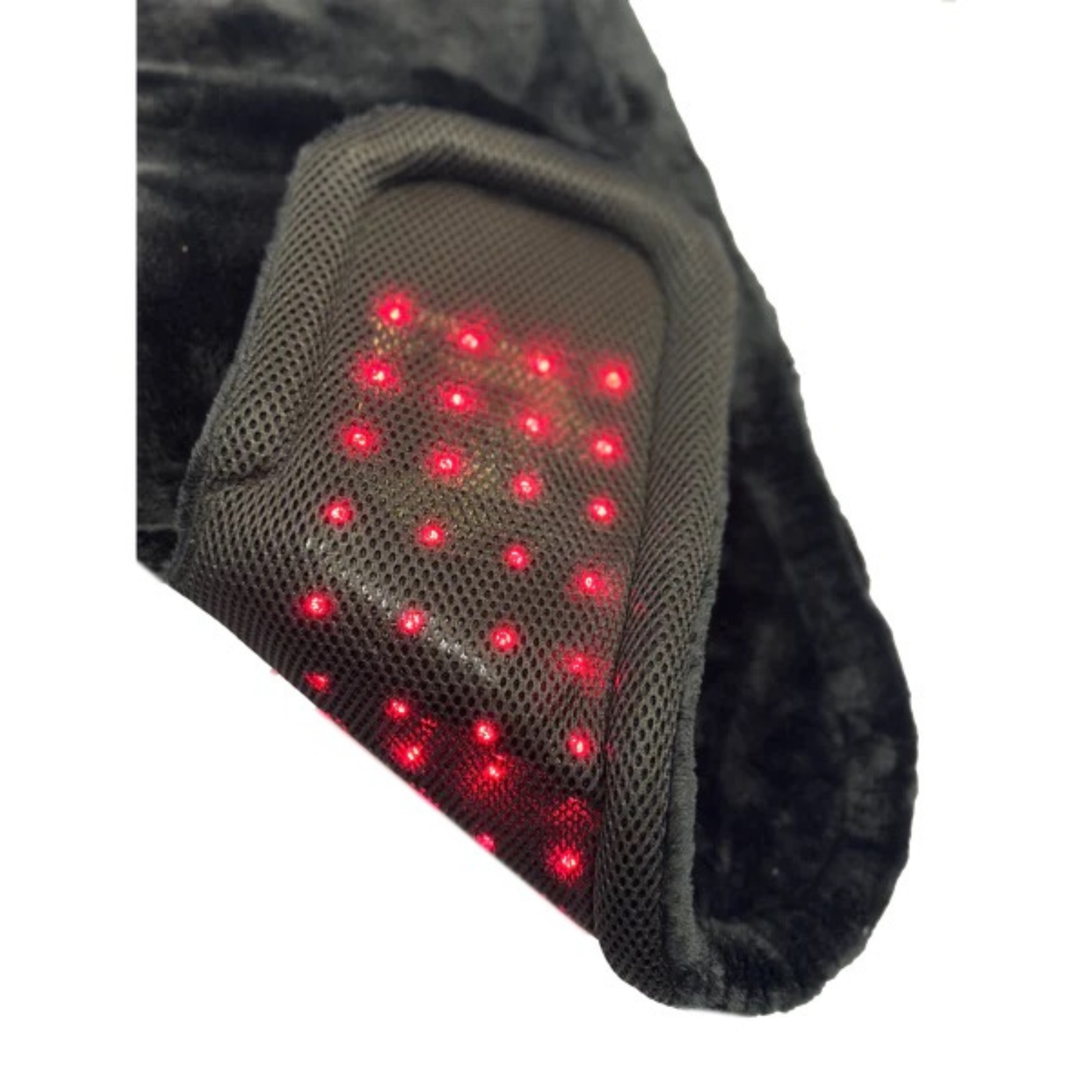 TheraPerfect Pad close-up of the lit LEDs through the mesh face