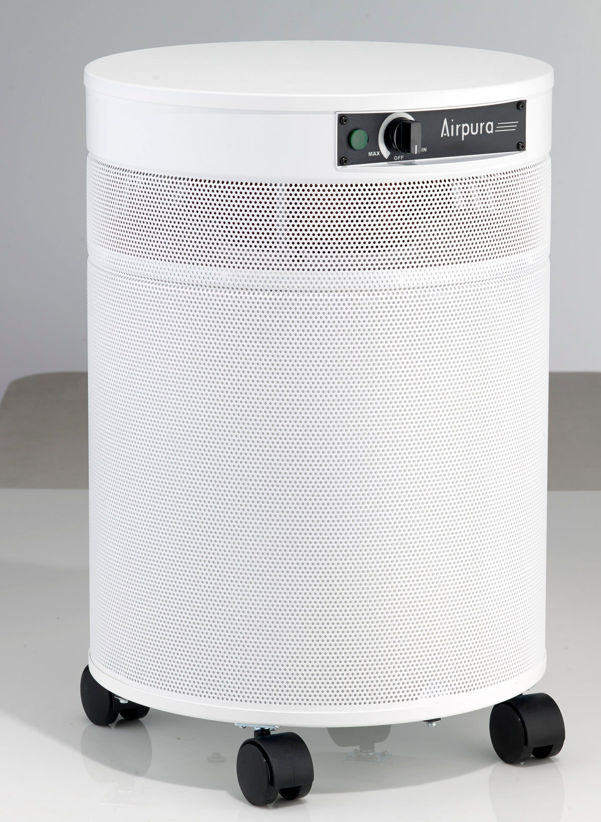Airpura Odor-Free air purifier, white finish, side view
