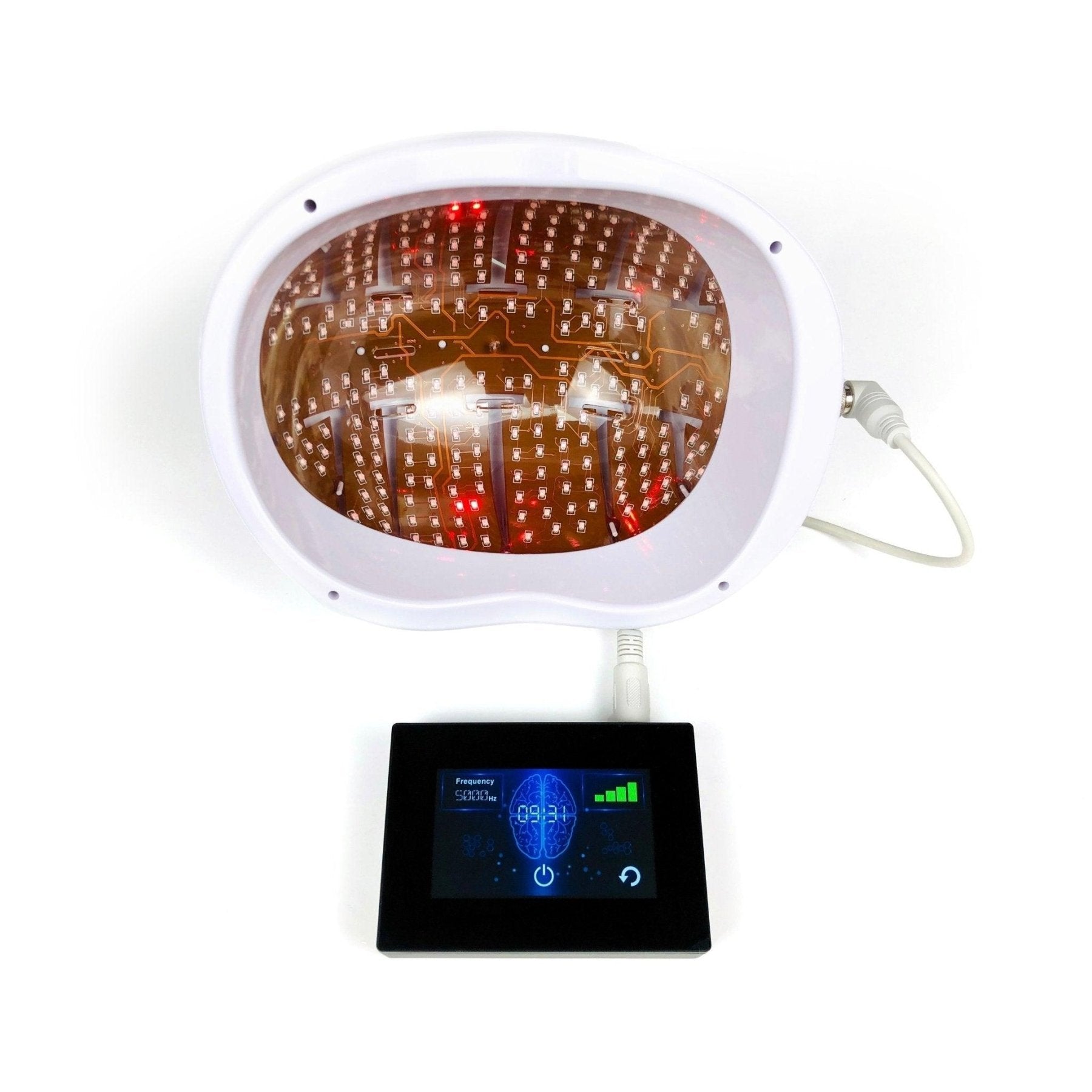 MitoMIND helmet interior LED diodes with controller display