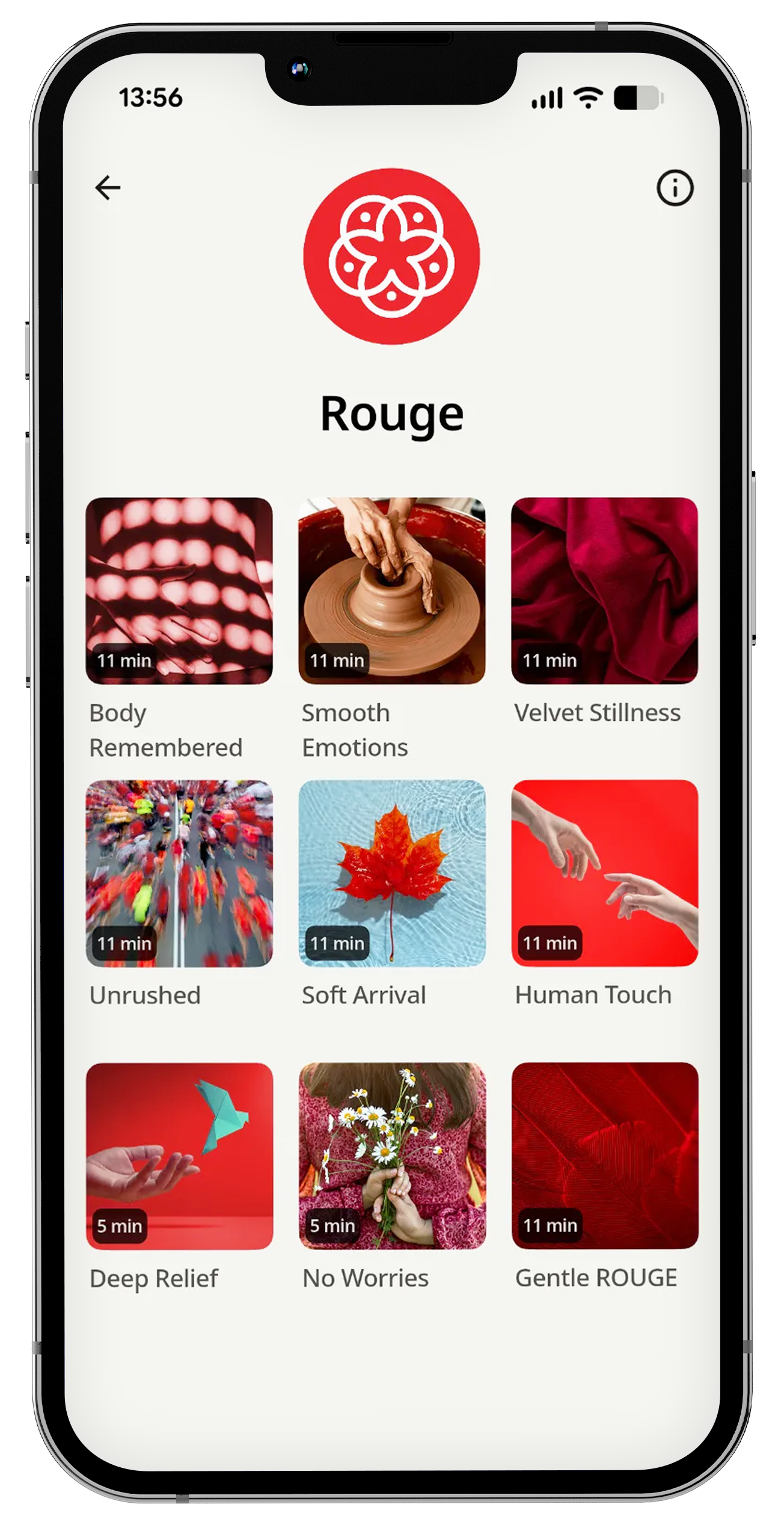 NeuroVIZR Rouge session screen in the companion app