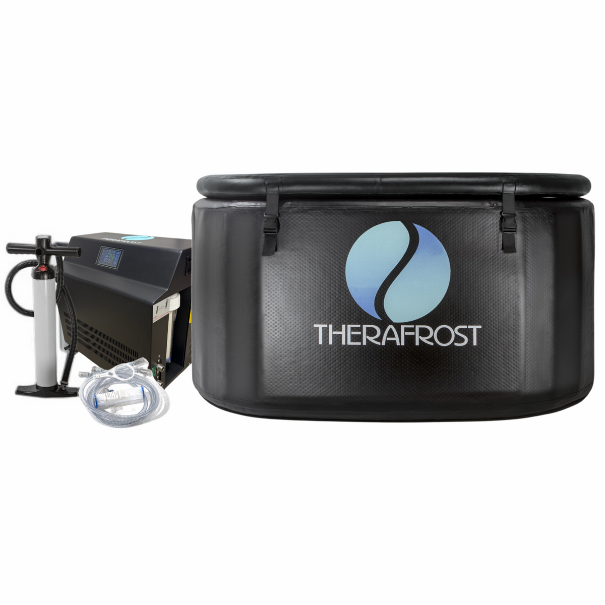 Inflatable portable cold plunge tub with built-in chiller