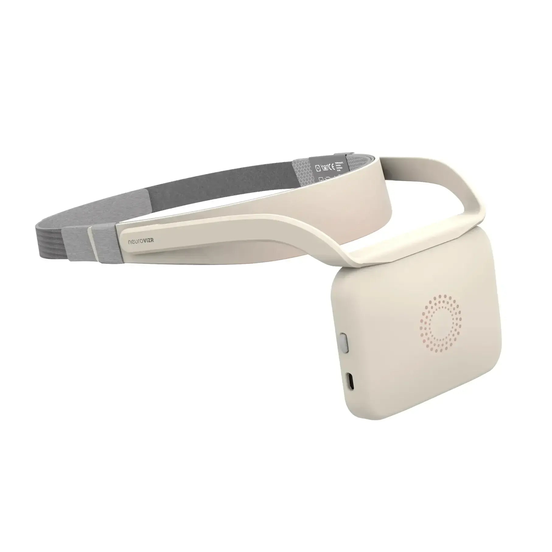 NeuroVIZR Rouge ivory device body on headband, side view
