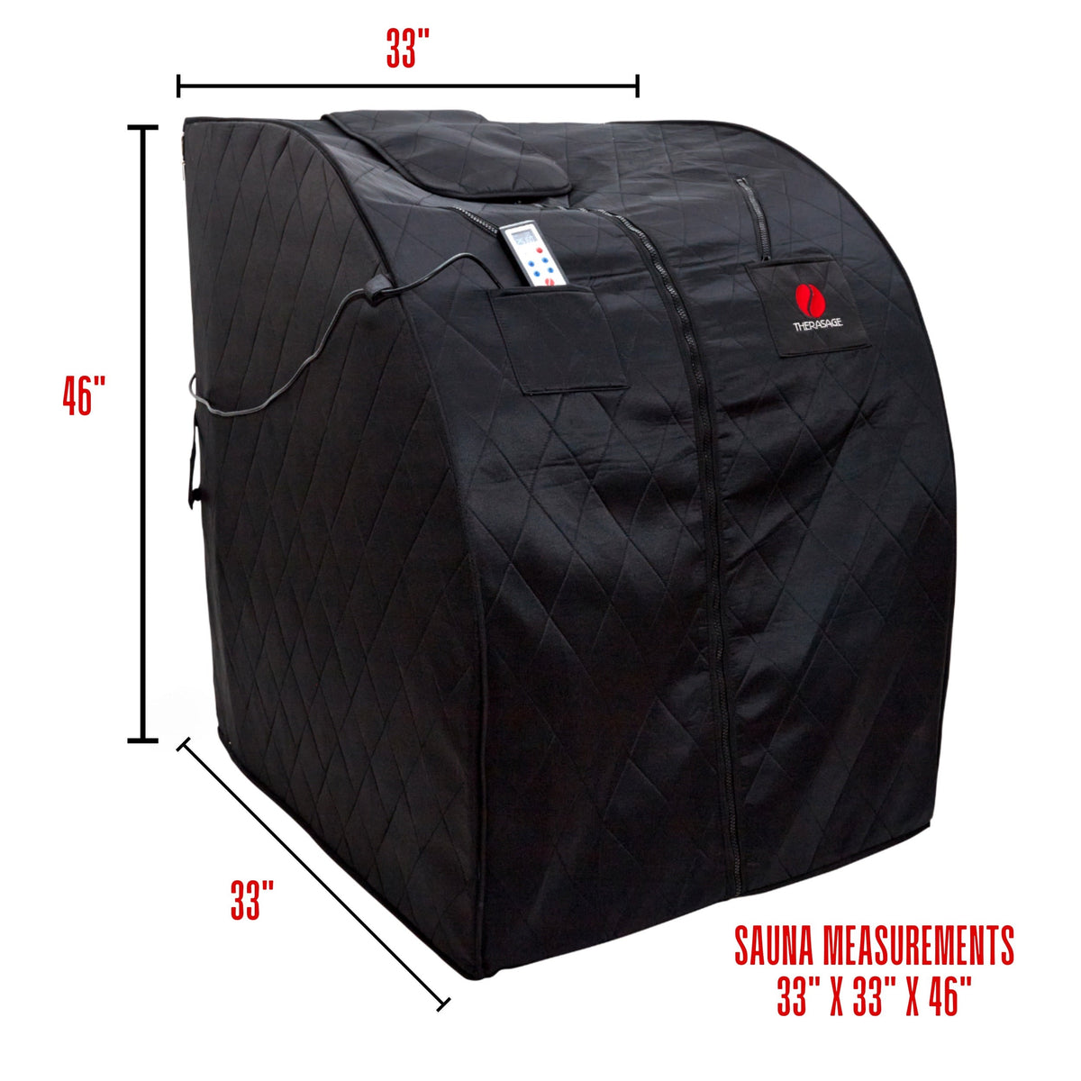 Thera360 Plus dimensions, 33 by 33 by 46 inches