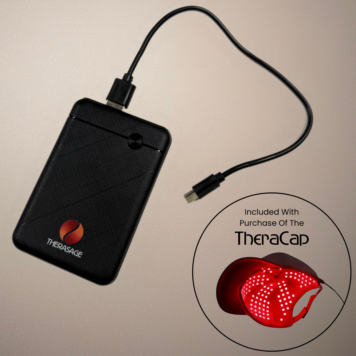 TheraCap power bank and USB cable