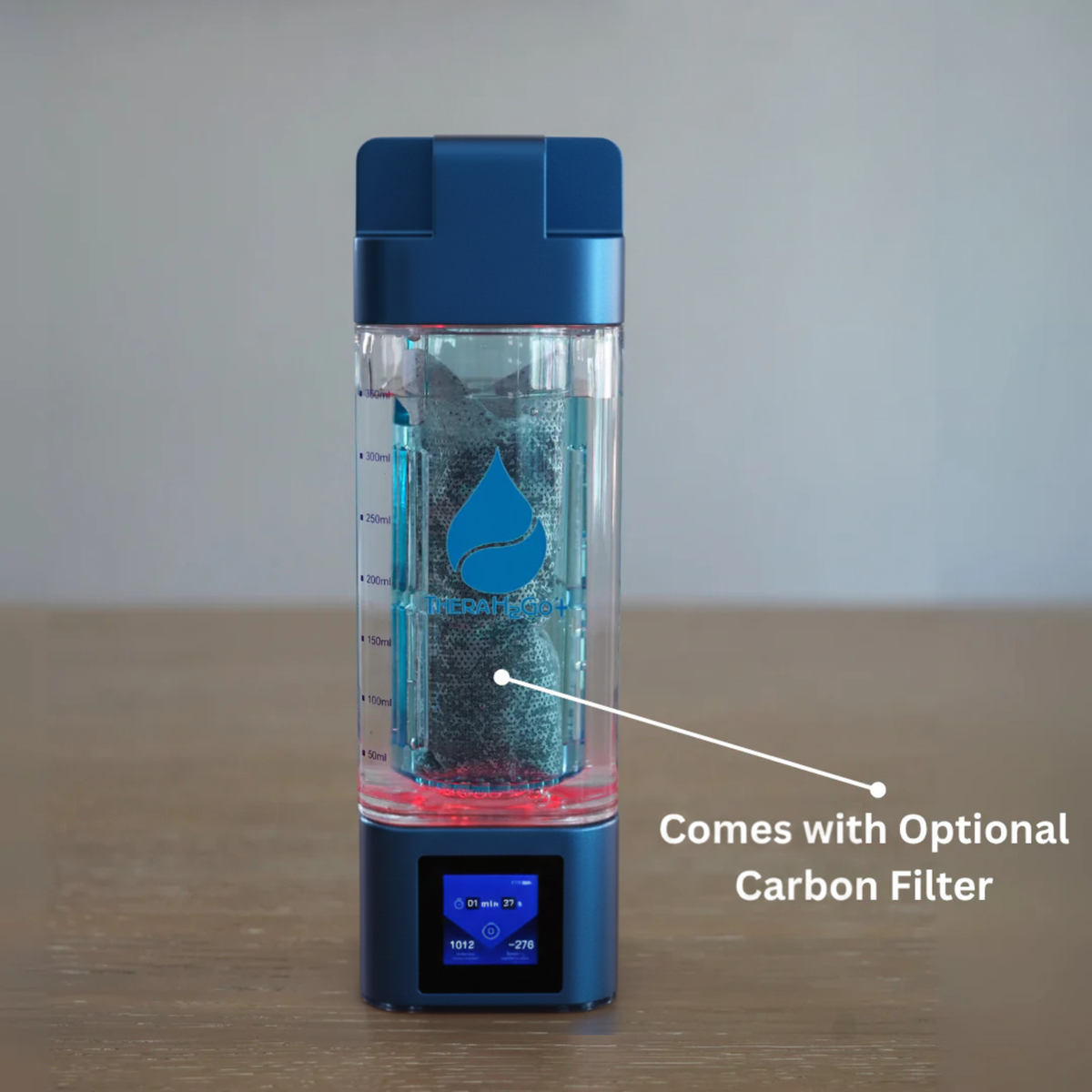 TheraH2Go+ with the optional carbon filter fitted inside the bottle
