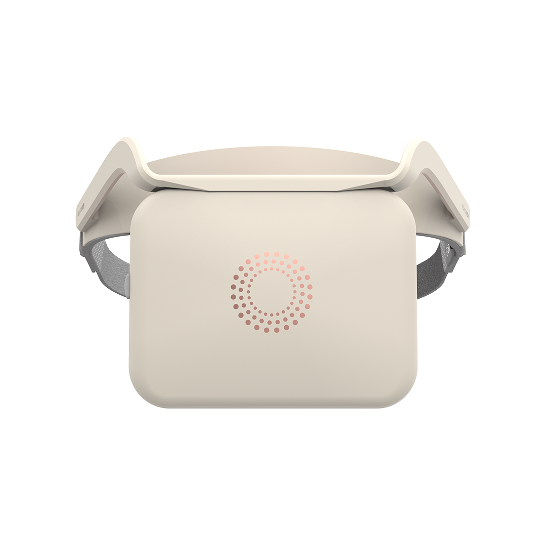 NeuroVIZR Rouge device back, ivory white with rose gold dot logo
