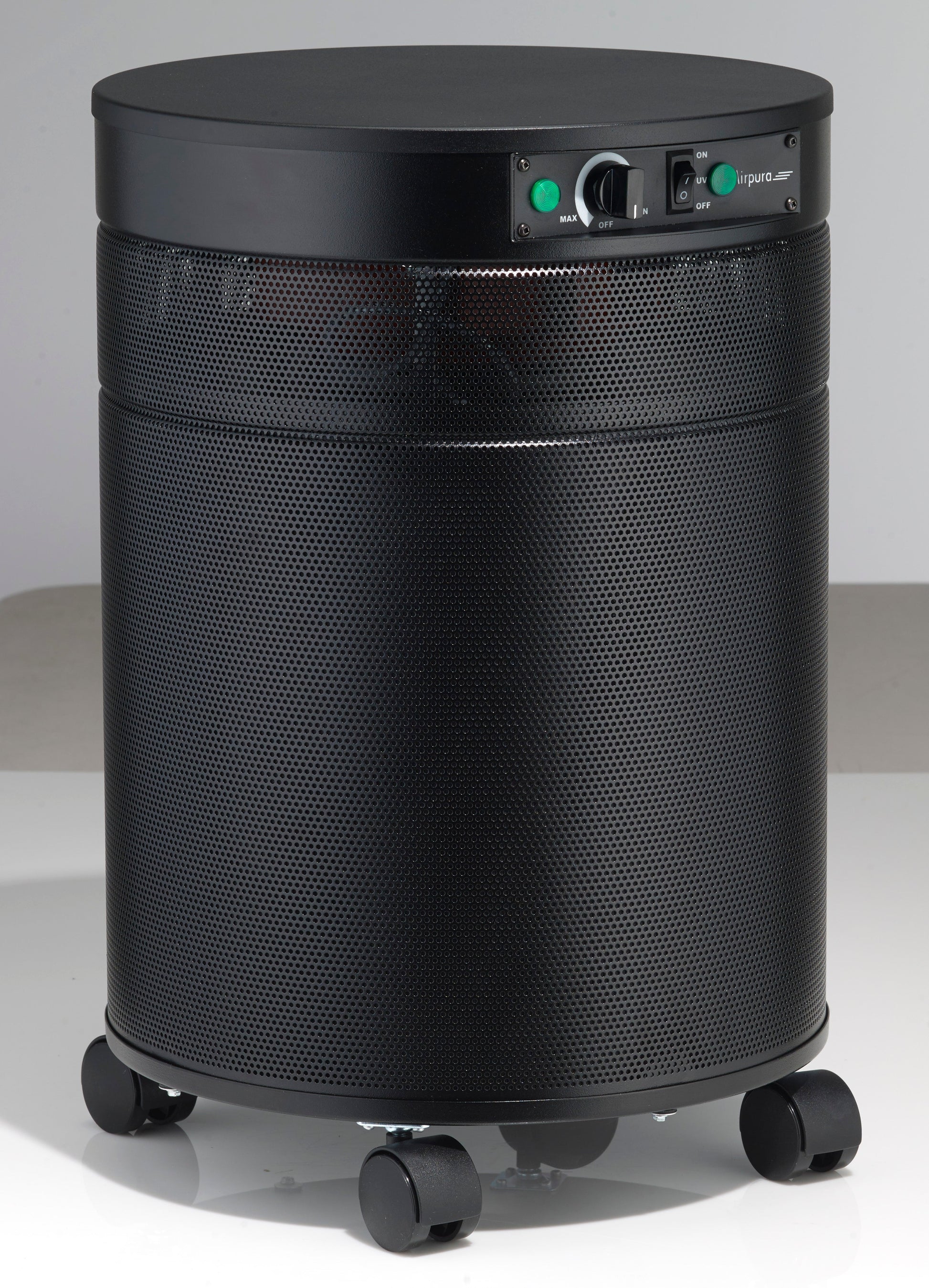 Airpura Microorganisms UV air purifier, black finish, side view