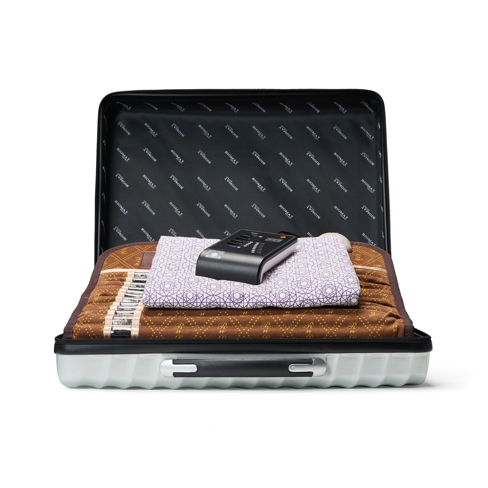 BioMat Mini in open carrying case