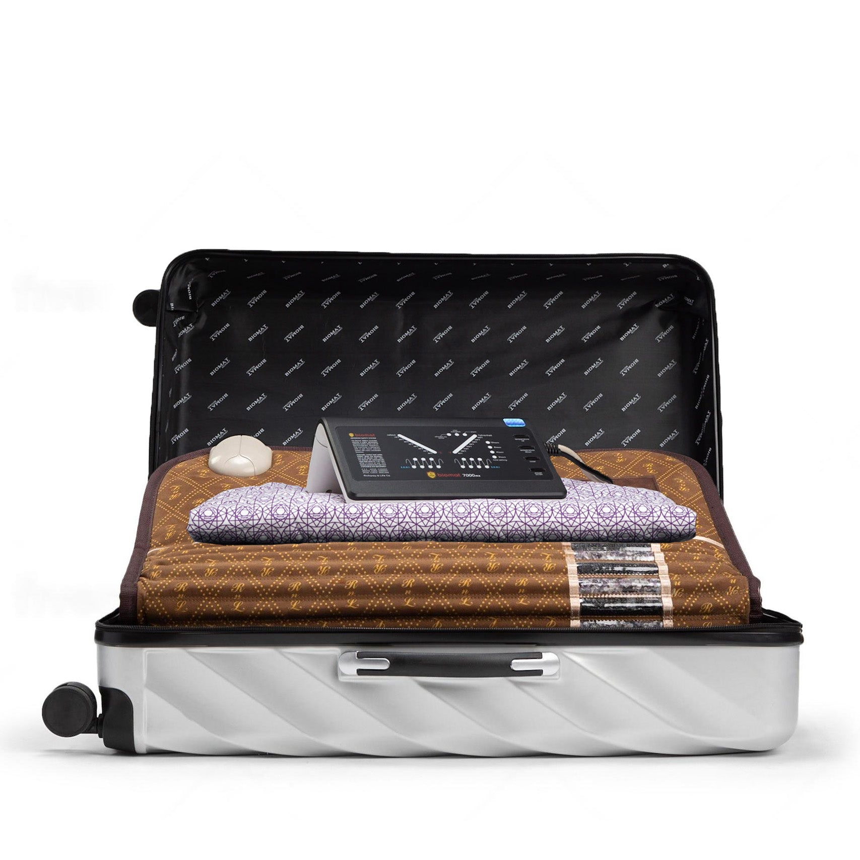BioMat Pro in open carrying case