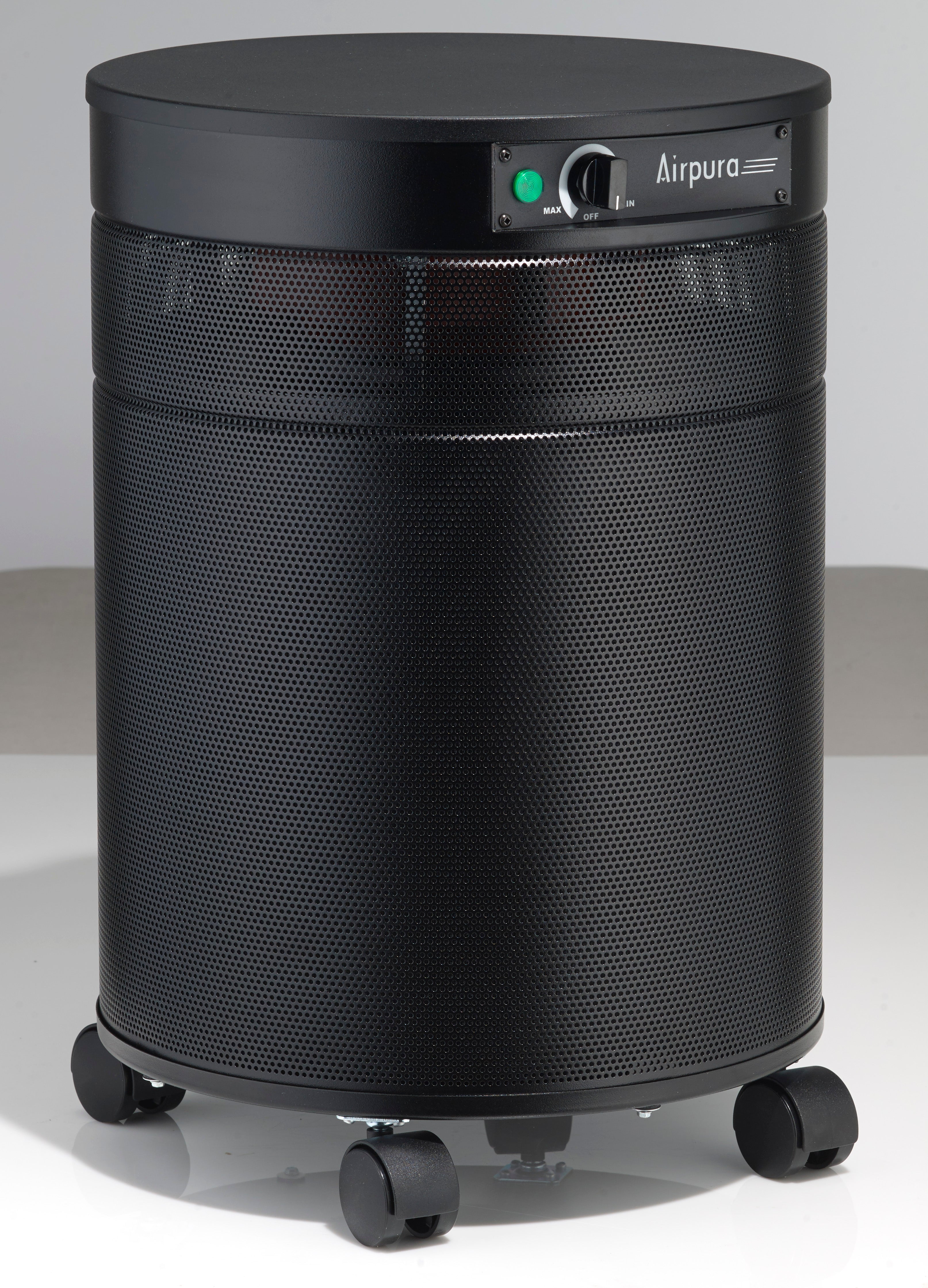 Airpura Formaldehyde air purifier, black finish, side view