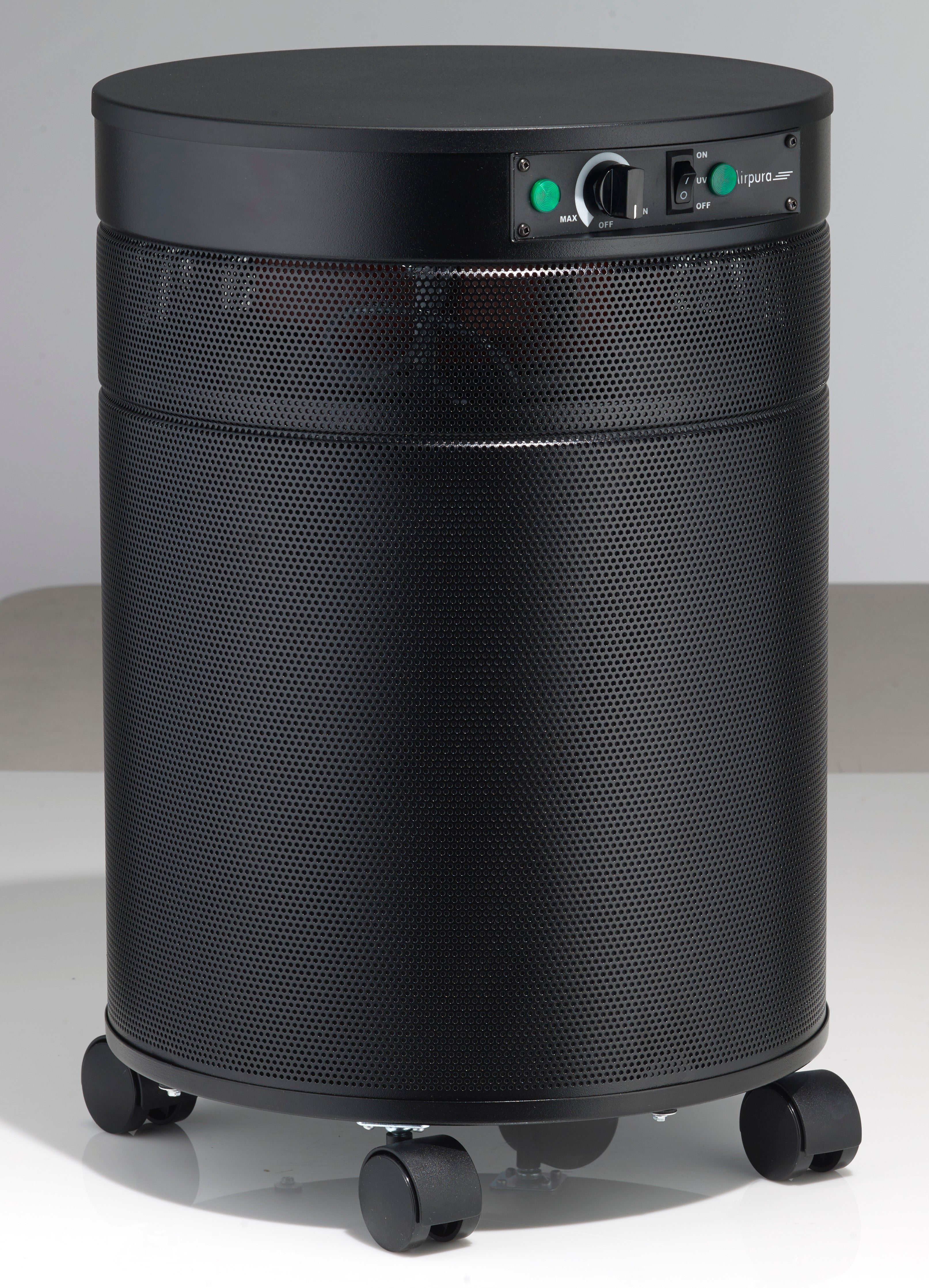 Airpura Microorganisms UV air purifier, black finish, side view