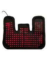 TheraPerfect Pad laid flat with its red and near infrared LEDs lit