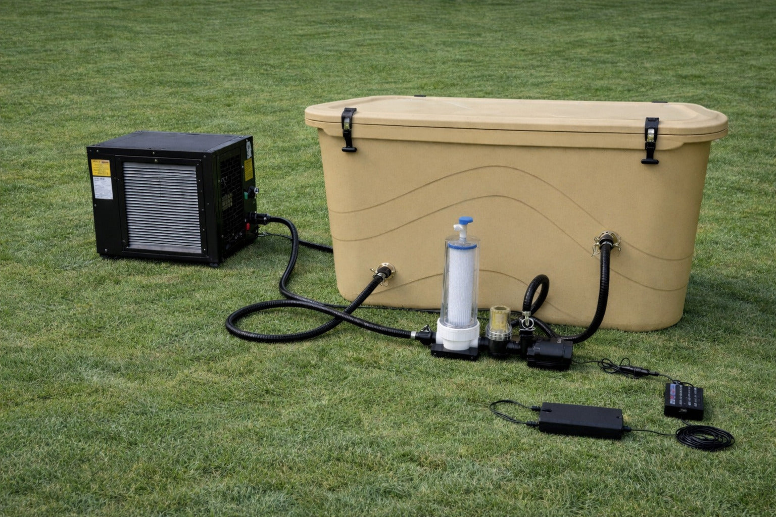Frozin tan cold plunge full system outdoors #Color_Tan