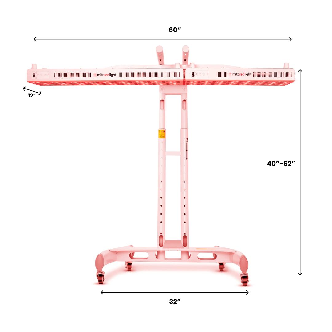 MitoPRO 1000+ and 1500+ combo dimensions, horizontal on the stand
