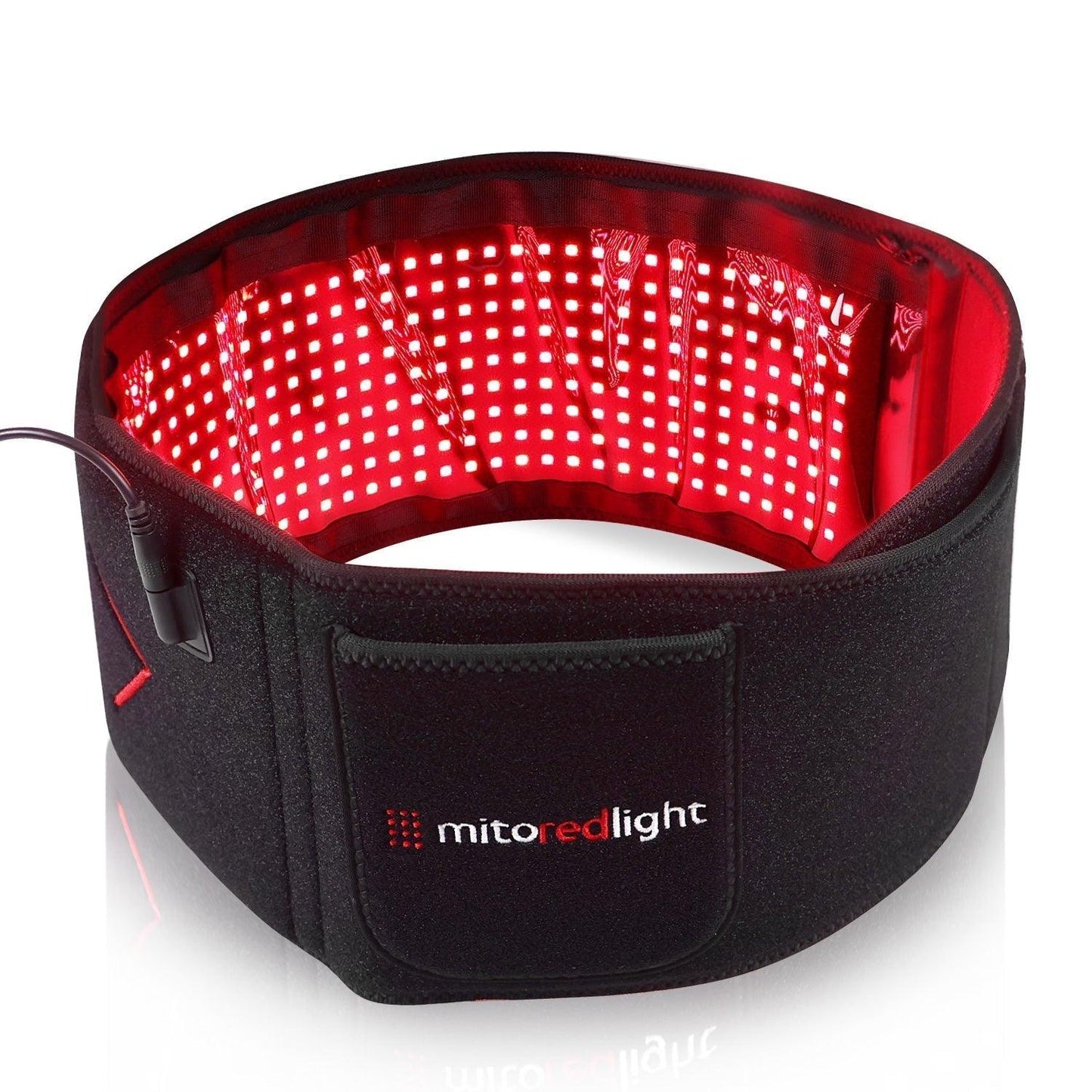 MitoQUAD belt curved in a circle showing the inner red LED array