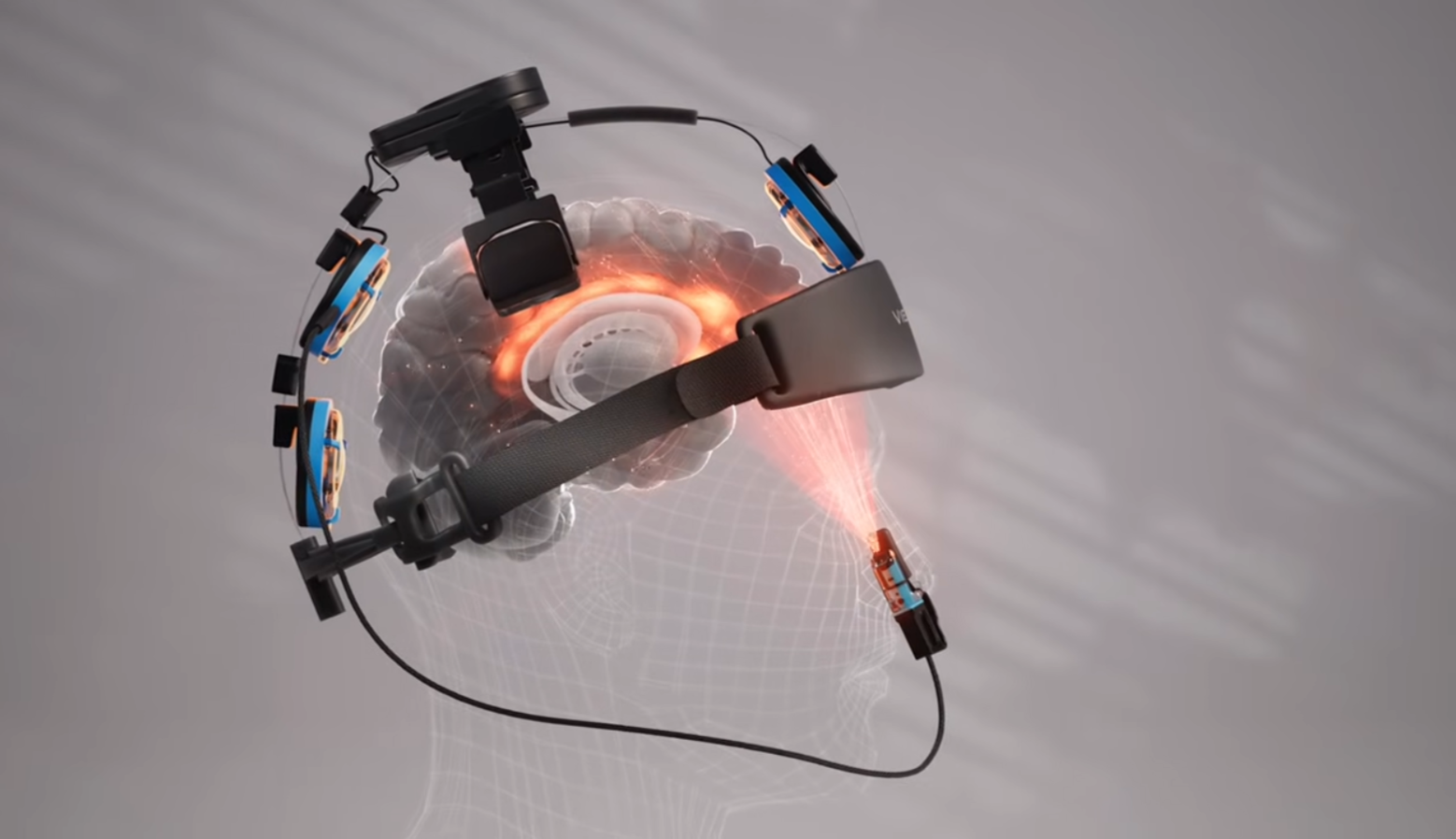 Neuro 4 platform illustration, light reaching deep brain regions, the same headset the Neuro Alpha 4 uses