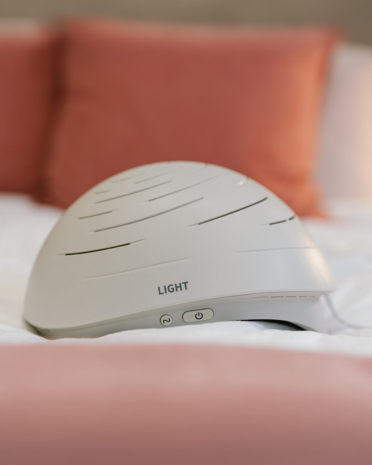 Close-up of the Neuronic LIGHT helmet and its controls