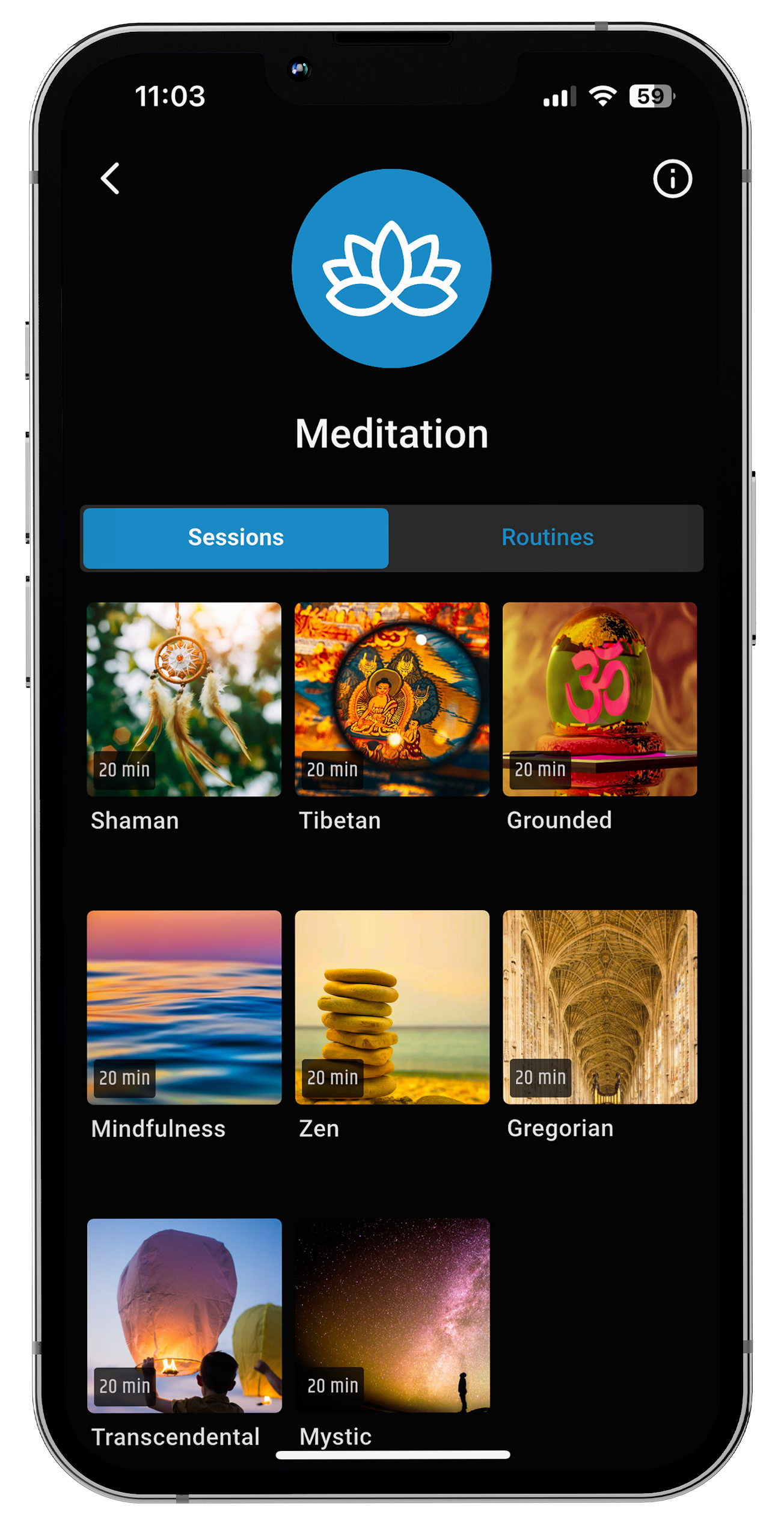 NeuroVIZR session library — Meditation