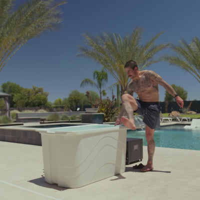 Stepping into the Frozin white granite cold plunge #Color_White Granite