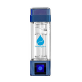 TheraH2Go+ hydrogen water bottle with blue lid and touchscreen base