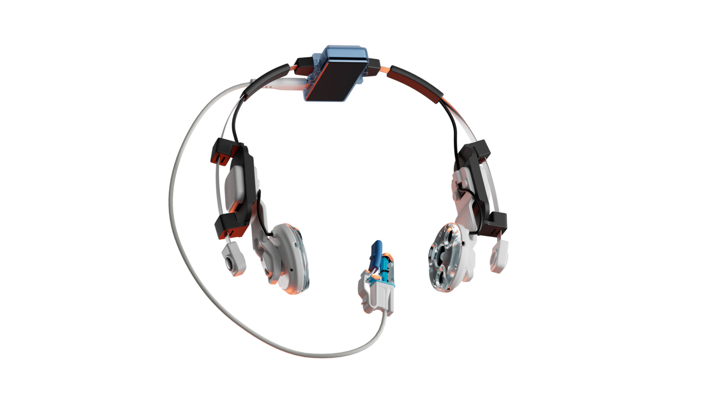 Vielight Vagus kit with bilateral neck modules and intranasal applicator on a dark backdrop
